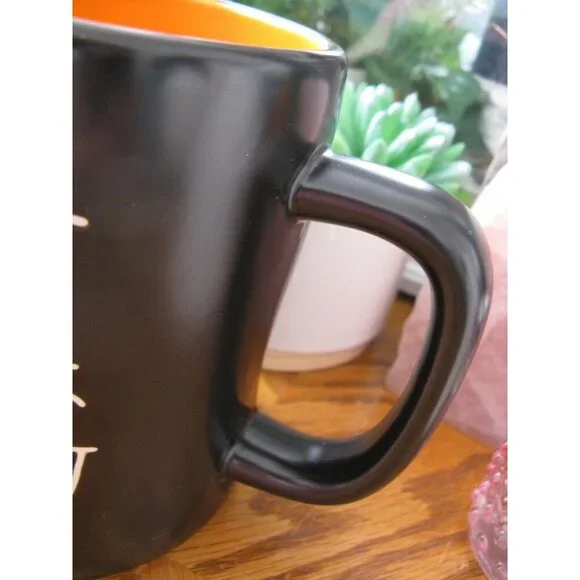 New Rae Dunn BEWARE OF DOG Black & Orange Ceramic Coffee Tea Mug Cup - Picture 7 of 9